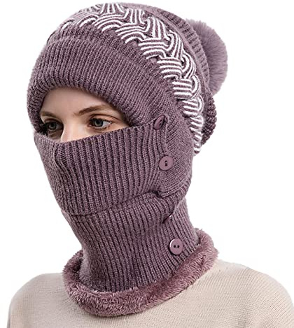 Generisk pilotmössa dam dam huva haklapp mask varm huvudbonad ridning mössor trapper mössa, lila, one size