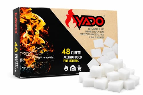 Accendifuoco Cubetti Camino Stufa BBQ 5 Confezioni da 48 Pezzi Totale 240 Cubetti Accensione Rapida Potente a Base di Cherosene Ideali per Barbecue Caminetti Stufe Legna Carbonella Accensione Facile