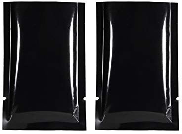 QQ Studio 200PCS Glossy Mirror Black Metallic Foil Mylar Open Top Bags 7x10cm (2.7x3.9)