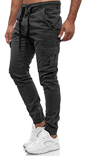 Tazzio cargobyxor, herr, cargobyxor, joggingbyxor, chino, normal passform, jeans, 18525, antracit, 34