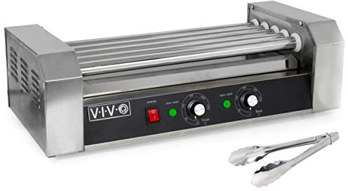 VIVO Electric 12 Hot Dog 5 Roller Grill Cooker Warmer, Stainless Steel, Commercial and Household 700W Machine, HOTDG-V005