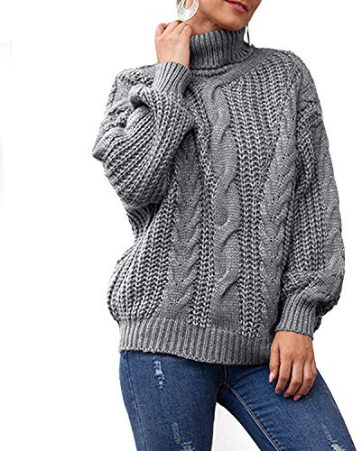 Jywmsc Suéter De Cuello Alto Mujer De Punto Invierno Moda Jerséis Pullover Acanalado Suéter