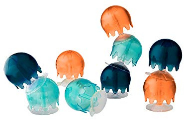Boon Tomy Jellies Baby Bath Toys, 9 Jellyfish with Suction Cup - Bpa Free, Toddler Toy Suitable for 1, 2 & 3 Years Old Boys & Girls - Navy/Coral