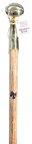 Bastón para caminar original Bubba Stik estilo estándar con mango de jamón de latón fabricado en Texas por Real Texans. (castaño rojo, 91,4 cm de altura)