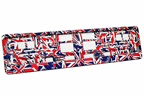 KHK 2 registreringsskylthållare | UK design | hydrografik | England | nummerplåtshållare | registreringsskyltsförstärkare | röd blå vit | DHL-frakt