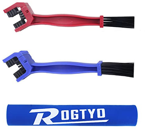 XPOOP Lot de 2 brosse chaîne moto, brosse chaine moto, nettoyant chaine moto, kit nettoyage chaine moto, Brosse de Nettoyage, pour Chaîne pour Scooter, Vélo et Motos(Bleu, Rouge)