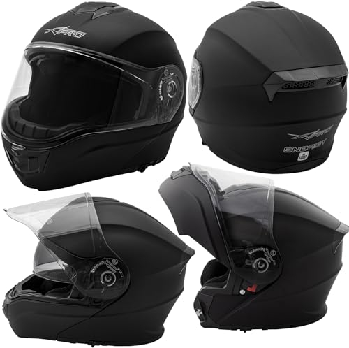 A-Pro Helm P/J KlappHelm MotorradHelm Modular Innensonnenblende Mat Schwarz L
