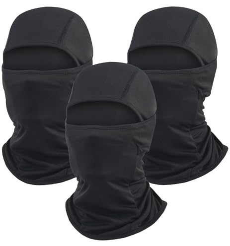 Black Balaclava Ski Mask 3 Pieces Full Face Mask Men Shiesty Ski Mask Women Motorcycle Summer Face Cover Sun Protection Football Snowboarding
