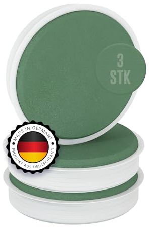 Blumensteckschaum Dekoschale 3 Stück – 13 cm - Nasssteckschaum, Steckmoos, Dekoschale - Kegel Blumengestecke - Steckschwamm zum Basteln, Zylinder mit Schale – Blumen Gesteck – MADE IN GERMANY