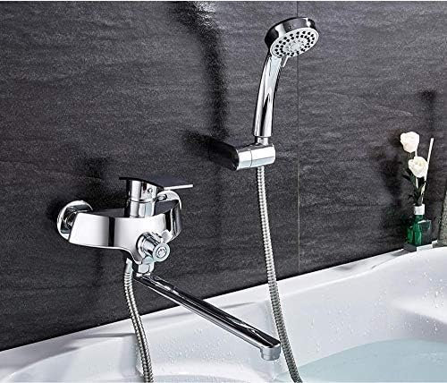 Küchenarmaturen, Badezimmer-Duscharmatur-Set, Messing, Badewanne, Duscharmatur, Badewanne, Duscharmatur, Verchromter Duschkopf, Wandmischbatterie