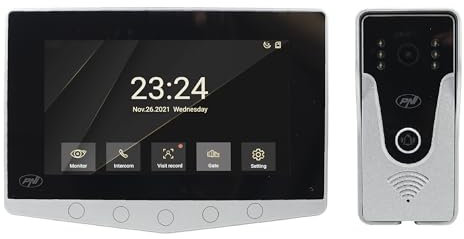PNI DF780 1 Monitor Videocitofono System, 7 1080p Touch Screen, Slot per schede, IP65 Supports Serial Connection o 4 Monitor, 2 Unità Esterne e 2 Telecamere CCTV