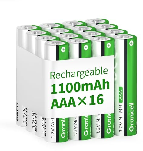 Granicell AAA Rechargeable Batteries 1100 mAh High Capacity 1300 Cycle,1.2V NiMH Low Self Discharge Triple AAA Battery,16 Pack