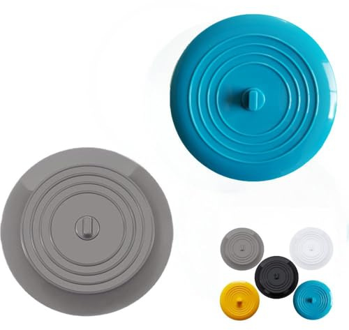 RQzaufania Tapón de Silicona para Bañera, Paquete de 2,15 cm Tapón de Drenaje Universal para Fregadero y Lavabo, Adecuado para la De para Ducha, Colador De Drenaje (Azul y Gris)