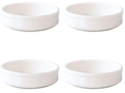 Ciotole per Immersione, Ciotole per Salsa, Serie Bianca Classica, Ciotole per contorni Rotonde in Porcellana, Piatti per condimenti, Piatti per Salsa di soia, Set da 4, Bianco