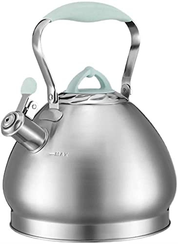 Hervidor de Agua con Silbato, para Estufa, de Acero Inoxidable 304, de 4,3 l, con Boquilla y Tapa de Silbato, y Mango de Calentamiento rápido.