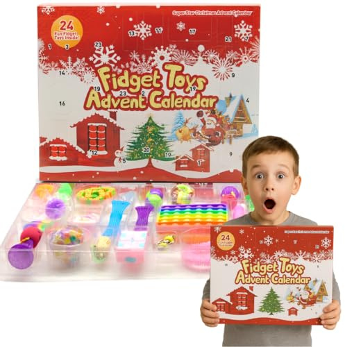 Trendi Fidget Advent Calendar 2025 – 24 Days Countdown with Sensory Toys for Kids & Adults | Stress Relief, Focus & Fun Pop-It, Squishies, Stretchy Tubes, Spinner & More