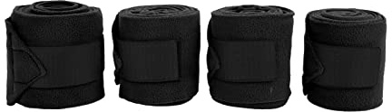 Outdoorm - 4 vendajes autoadhesivos de doble cara para patas de caballo, de forro polar, para entrenamiento y ejercicio (Negra)