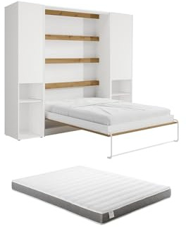Vente-unique - Armario cama 2 Rapili - madera aglomerada - color natural claro, blanco