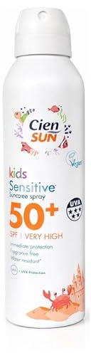 Cien Kids Sunscreen Spray SPF 50+ | High Protection Sun Lotion for Sensitive Skin | 200ml | Moisturizing, Antioxidant & Water-Resistant | Baby & Children Sunblock