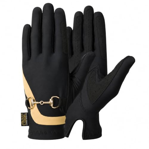 AK Horse Riding Gloves for Women, Ladies Equestrian Gloves with Bit Chain, Non-Slip Grip, Breathable Lightweight Running Gloves for Outdoor Horseback Riding AKRS-6119