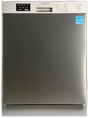 Equator24 Built in Dishwasher 14 Place Setting Wine Rack 8 Wash FAST 50 Delay1/2Load 110V E-Star ADA in Stainless