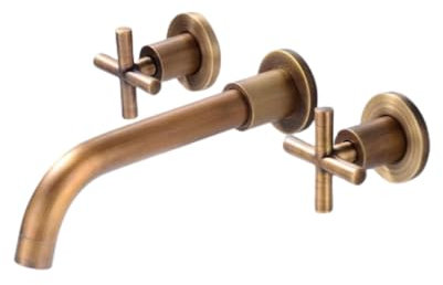 Grifo De Baño Empotrado Negro De Una Sola Pieza Totalmente De Cobre Montado En La Pared Frío Y Caliente Para Uso Doméstico División Marrón