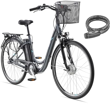 TELEFUNKEN E-Bike Damen 28 Zoll Elektrofahrrad 3-Gang Nabenschaltung + Rücktritt, Pedelec Citybike mit Fahrradkorb/Fahrradschloss, Frontmotor 250W /10,4Ah / 36V Sitzrohrakku, RC830