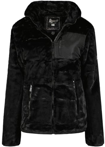 Geographical Norway Dorothee Dam varm fleece med dragkedja för dam höst vinter vår varma damjacka - lång ärm mjuk päls komfort utomhus (svart L), svart, L