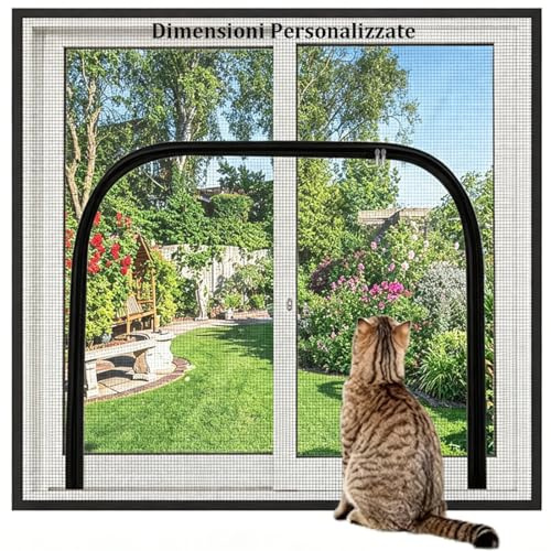 Yuly Zanzariera per finestre di Dimensioni Personalizzate, Rete di Sicurezza per Gatti con Cerniera, reti di Protezione Anti-Fuga per Animali Domestici, zanzariera autoadesiva per finestre