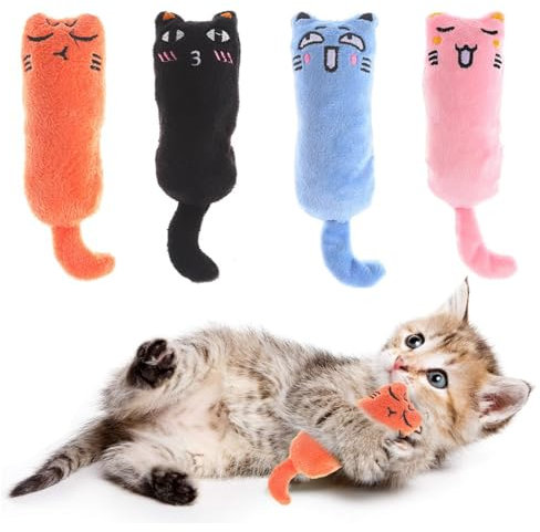 WERIGONI 4 Stück Kauresistentes Katzenspielzeug, katzenminze Spielzeug, Kauspielzeug für Katzen zum Zahnen im Innenbereich, Katzenplüsch