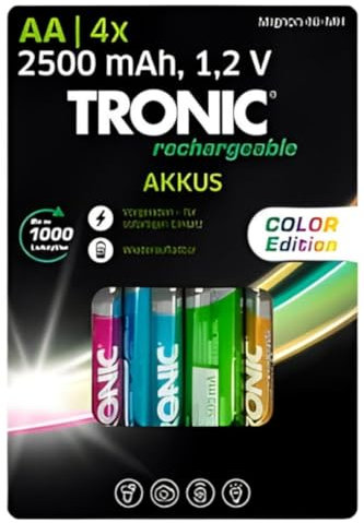 Tronic Juego de 4 pilas Micro NI-MH Color Edition batería recargable (AA)