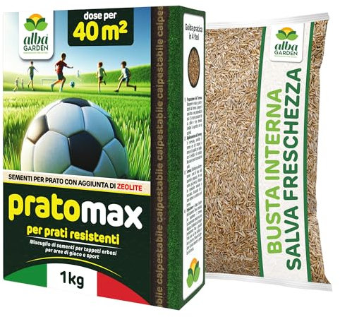 Albagarden - Semi Prato Resistente Al Calpestio - 40m² - Sementi Erba per Tappeti Erbosi per Aree Gioco - Super Calpestabile - Rapida Crescita per ogni Tipo di Terreno e Giardino