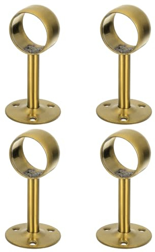 QUARKZMAN 4 Piezas Soporte de Barra de Cortina de 1.26 Pulgadas, Soporte de Tubo de Montaje en Techo, Soporte de Barra de Armario de Acero Inoxidable, Dorado