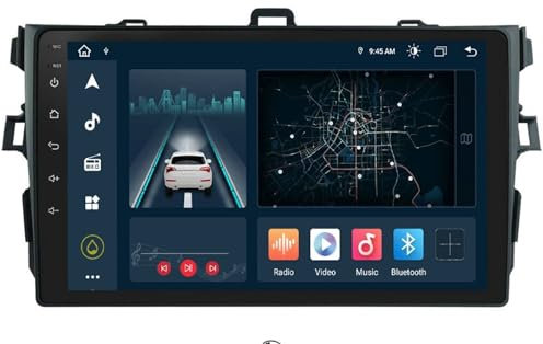 JINFOLI Android 10 Autoradio Lettore multimediale 2Din Fit, for Toyota, for Corolla, 2007-2011 con Wifi 4G Bluetooth OBD2 TV Mirror Link Impianto audio stereo per auto(3T)