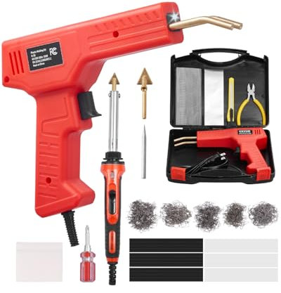 VEVOR Saldatrice per Plastica Deluxe 100 W e Saldatore da 60 W/100 W con 1000 Pezzi di 4 Tipi di Punti Caldi, Kit per Saldatura a Punti Metallici Caldi e 60 Aste per Paraurti Auto Kayak, Giocattoli