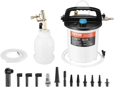 VEVOR Kit Spurgo Freni, Tubo Flessibile in Silicone Esteso, Kit Completo di Spurgo Liquido Freni, Estrattore Liquido Freni 3 L con Flacone di Riempimento Sifone 1 L 13 Connettori per Tubi Flessibili