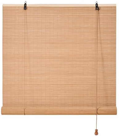 Bamboo Blinds 90 100 110 120 130 160cm Wide Outdoor Blinds Waterproof Blackout Blinds for Bedroom Windows Door Bamboo Curtain Natural Bamboo Shades for Patio Privacy Anti-UV Kitchen Blinds Roller