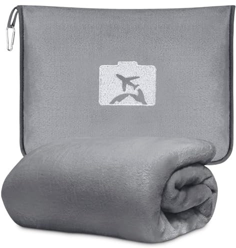 Blanket Ultralight Warm Pillow Car 152 x 127 cm, Travel Blanket & Transformation Pillow for Holiday, Office, Home, Business Trip (Grey)