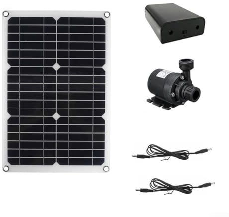 Bomba de fuente solar, 20 W, 800 l/h, DC12 V, sin escobillas, con caja de batería para jardín, piscina, acuario, pecera, estanque, circulación de agua