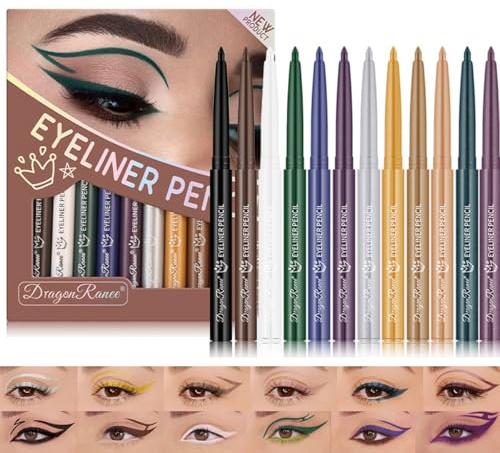 Baorder 12-teiliges Set mit bunten Eyeliner-Stiften, matte Farbstifte, wasserfester, wischfester, langanhaltender, pigmentierter Gel-Eyeliner, Augen-Make-up für Halloween, Weihnachten und Cosplay