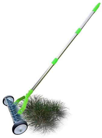 Yulokdwi Rastrillo Desbrozador para Césped | Ajustable De Metal para Uso Intensivo con Ruedas - Herramienta De Rastrillo para Jardinería Y Paisajismo con Ruedas - para Jardinería Paisajismo Jardín Y