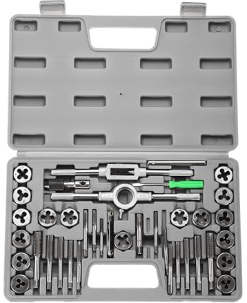 QUARKZMAN 39 Pezzi Set Di Maschi E Filieri Metrico M3-M12 Kit Di Attrezzi Per Filettatura Maschi Filieri Chiavi Porta Maschi Porta Filieri Con Custodia Per Filettatura Maschile E Femminile