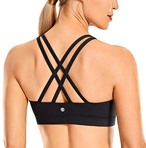 CRZ YOGA Donna Reggiseno Yoga Imbottito Supporto Criss Cross Back Nero-H146 S