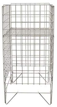 White Square Round Dump Basket Bins Stand Sale Storage Unit Shop Retail Display (Meduim Basket)