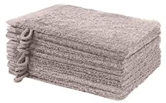 NatureMark 10x Waschhandschuhe aus Frottee 100% Baumwolle – Weich und Robust, Ideal für die tägliche Pflege und Gäste – Sand/Beige, 15x21 cm