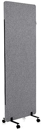 hjh OFFICE Mobile Akustik Trennwand einzeln 177 x 60 cm FLEXMIUT Stoff Dunkelgrau Raumteiler Mittelpanel mit Rollen & Gleiter 891007
