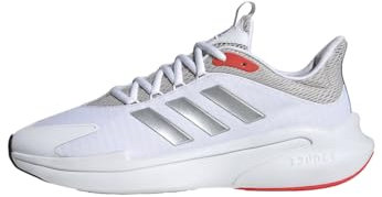 adidas Herren AlphaEdge + Shoes Laufschuhe, White/Silver Metallic/Bright Red, 42 2/3 EU