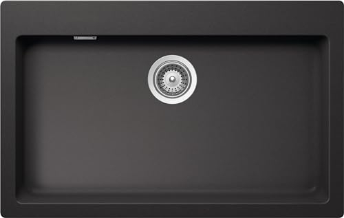 SCHOCK | Lavello Cucina Primus N100XL 1 Vasca XL con banco Rubinetteria, Materiale Cristalite®, Nero Assoluto, 790x500mm