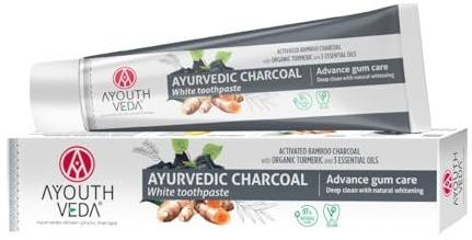 Ayouthveda Ayurvedic Charcoal Toothpaste - Organic Bamboo Charcoal for Natural Whitening & Gum Health, Non-Fluoride, Vegan, 100 g