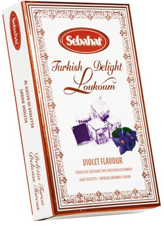 Sebahat Turkish Delight Loukoum Sweet Treats Gift Box (Violet Flavour, 200g)